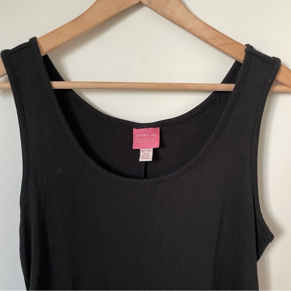 Paisley Sky Maternity Ribbed Tank Dress Ruched Sized Black Size XXL - Picture 6 of 10